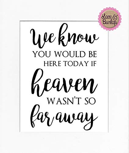 8x10 UNFRAMED PRINT We Know You Would Be Here if Heaven Wasn t So Far Away Print Sign UNFRAMED Memorial Remembrance In Loving Memory Someone s in Heaven Wall Decor Print White