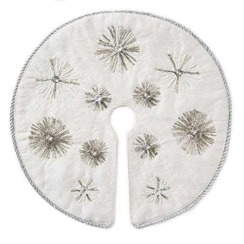 Hallmark Keepsake 2020 Miniature Ivory and Silver Snowflakes Christmas Tree Skirt 12