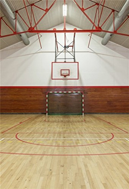 AOFOTO 4x6ft Retro Indoor Ball Game Gymnasium Backdrop Basketball Gym Photography Background Goal Line Wood Floor School Sport Hall Fitness Stadium Photo Studio Props Boy Girl Portrait Wallpaper