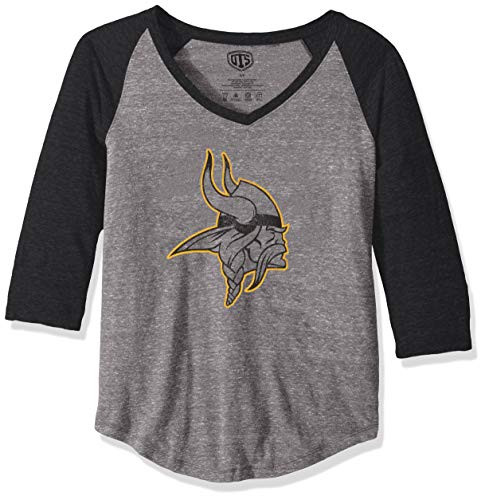 OTS NFL Minnesota Vikings Men s Triblend Raglan Tee Distressed Iced Large