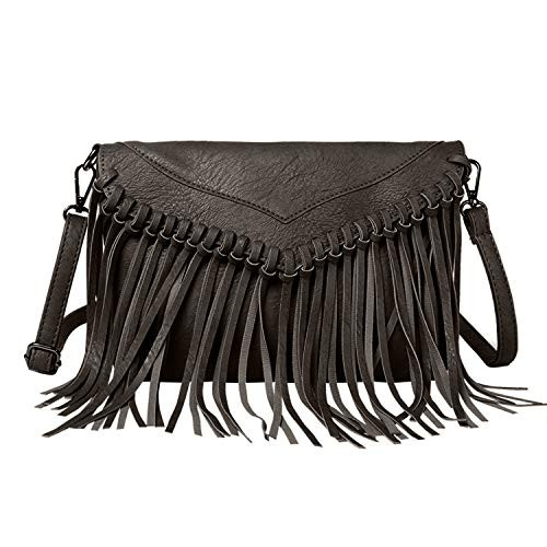 LUI SUI Women s Fringe Tassel Bag PU Leather Cross Body Purse Shoulder Bag Handbag
