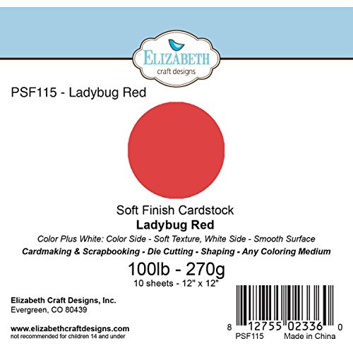 Elizabeth Craft Designs PSF115 Soft Finish Cardstock 12"X12" 10/Pkg-Ladybug Red