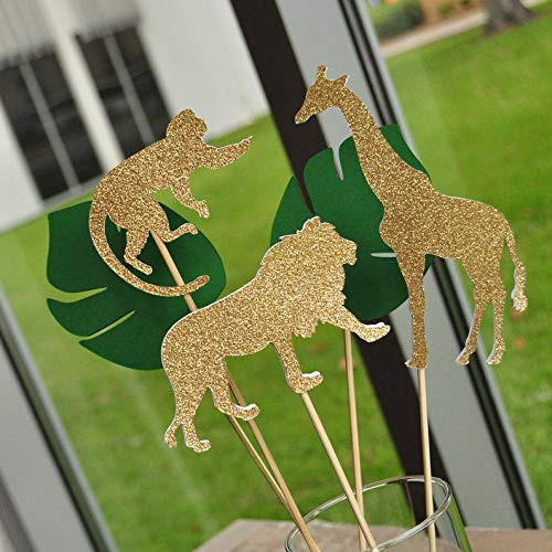 Jungle Party Safari Centerpiece.  1 set of 5 centerpieces  Safari Baby Shower Decoration. Jungle Baby Shower.