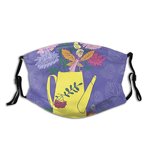 ETHAICO Fillter Cloth for Adult and Kids Flower Bucket Watering Can with Blooms with Autumn Leaves Yard Gardening Theme Reusable Windproof Cloth Half Face Double Protection ETHAICO Fillter Cloth for Adult and Kids Flower Bucket Watering Can with Blooms with Autumn Leaves Yard Gardening Theme Reusable Windproof Cloth Half Face Double Protection