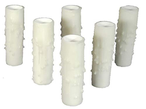 Set of 6 pc.2 inch Tall White Candelabra Base Thin Candle Covers 3 4 inch Inner Diameter Beeswax Chandelier Socket Covers Sleeves