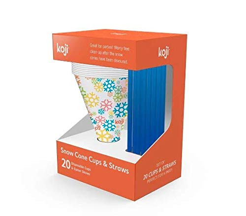 Koji 40pc Snow Cone Cups & Straws Set White
