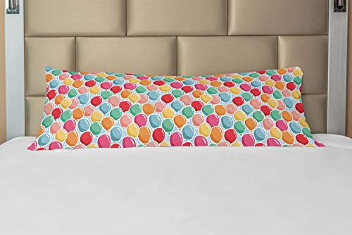 Ambesonne Party Body Pillow Case Cover with Zipper Children Balloons in Different Tones Pastel Celebration Birthday Kids Joyful Theme Decorative Accent Long Pillowcase 21 inch x 54 inch Multicolor