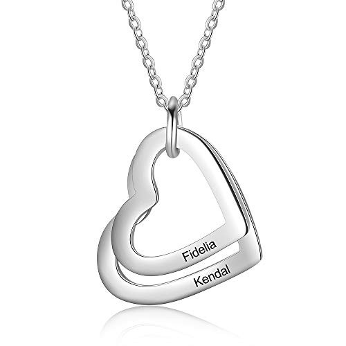 Love Jewelry Personalized Mother Name Necklace with 2-5 Hearts Pendant Stainless Steel Engraved Necklace Custom Family Name Necklaces for Women 2 Hearts Love Jewelry Personalized Mother Name Necklace with 2-5 Hearts Pendant Stainless Steel Engraved Necklace Custom Family Name Necklaces for Women 2 Hearts