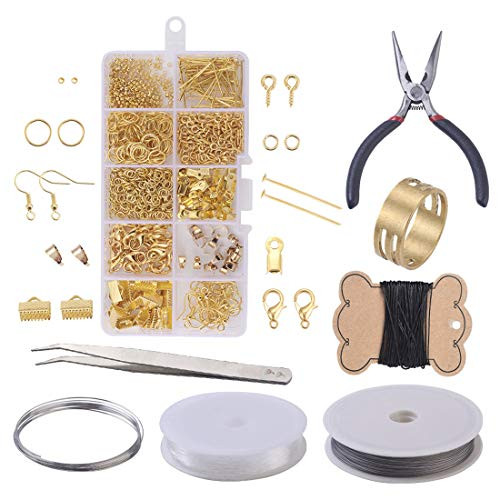 FineInno Jewelry Findings Starter Kit Jewelry Making Kit Jewelry Beading Making Supplies with Jump Rings Lobster Clasps Jewelry Pliers