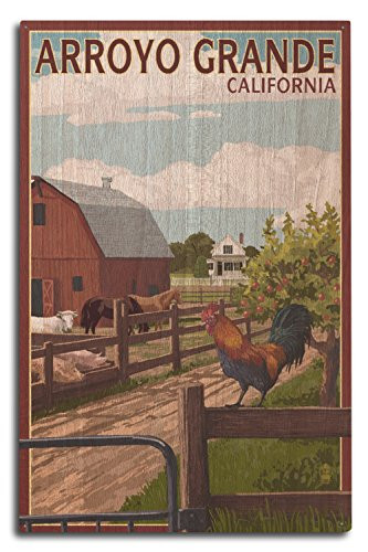 Lantern Press Arroyo Grande California - Barnyard Scene  10x15 Wood Wall Sign Wall Decor Ready to Hang