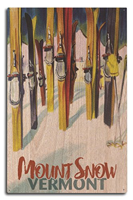 Lantern Press Mount Snow Vermont - Colorful Skis  10x15 Wood Wall Sign Wall Decor Ready to Hang Lantern Press Mount Snow Vermont - Colorful Skis  10x15 Wood Wall Sign Wall Decor Ready to Hang