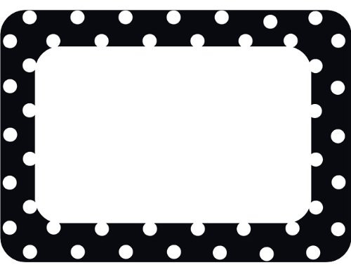 Teacher Created Resources 5538 Black Polka Dots 2 Name Tags