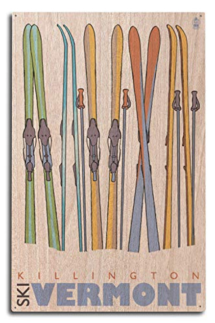 Lantern Press Skis in Snow - Killington Vermont  10x15 Wood Wall Sign Wall Decor Ready to Hang Lantern Press Skis in Snow - Killington Vermont  10x15 Wood Wall Sign Wall Decor Ready to Hang