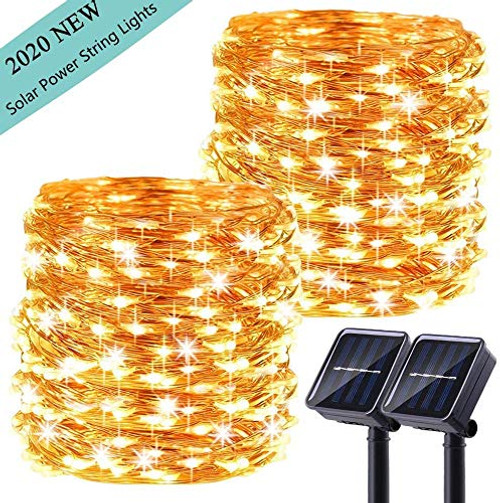 LiyuanQ Upgraded Solar Powered String Lights 2 Pack 8 Modes 200 LED Solar Fairy Lights Waterproof 66ft Copper Wire Lights Outdoor Garden String Light for Home Patio Yard Party Decoration Warm White LiyuanQ Upgraded Solar Powered String Lights 2 Pack 8 Modes 200 LED Solar Fairy Lights Waterproof 66ft Copper Wire Lights Outdoor Garden String Light for Home Patio Yard Party Decoration Warm White
