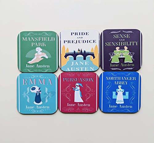 Jane Austen Books Coaster Set of 6 Jane Austen Gift Birthday Gift for Friend Pride and Prejudice