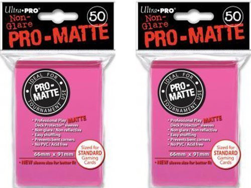 100 Ultra Pro Bright Pink PRO-MATTE Deck Protectors Sleeves Standard MTG Colors