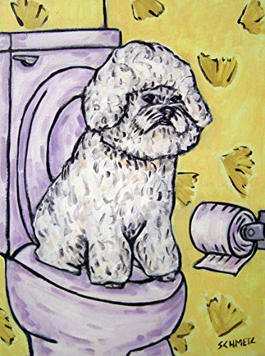 Bichon Frise in the Bathroom signed dog art print