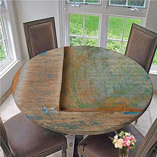Elastic Tablecloth Letterpress Natural Old Texture Backdrop Writing Symbol Timeworn Design Typography Elastic Edged Fitted Table Cover No Fabric Draping Down for Puppy to Grab Diameter - 39 Inch