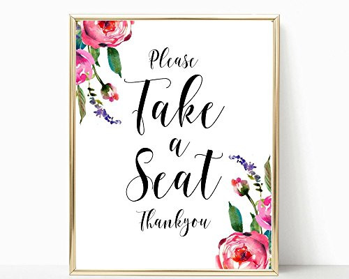A Beautiful Pink Girly Floral  inchPlease Take a Seat Thankyou inch Washroom Decor Art Print Bathroom Art Print Bathroom print Girly Bathroom Decor Bathroom Art bathroom decor  FRAME NOT INCLUDED