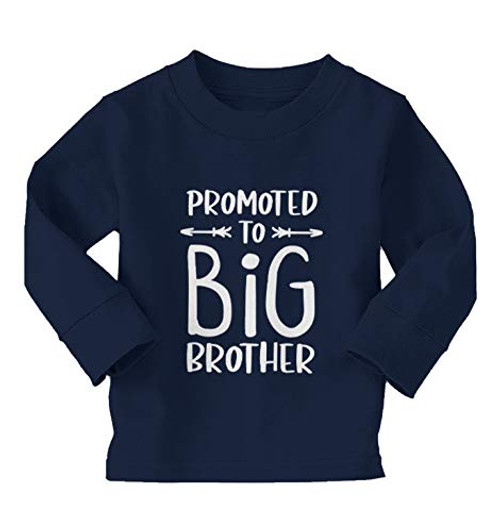 Promoted to Big Brother - New Bro Long Sleeve Toddler Cotton Jersey Shirt  Navy Blue 5T 6T Promoted to Big Brother - New Bro Long Sleeve Toddler Cotton Jersey Shirt  Navy Blue 5T 6T