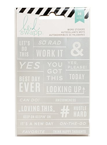 Heidi Swapp Word Jumble Stickers Silver and White 20 Piece