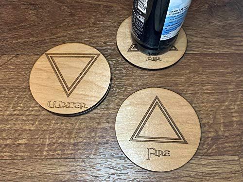 Four Element Alchemical Symbol  Earth Air Fire Water  Drink Coasters  set of 4