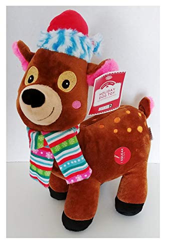 Spotted Deer Winter Themed Plush Dog Pet Toy with Squeaker