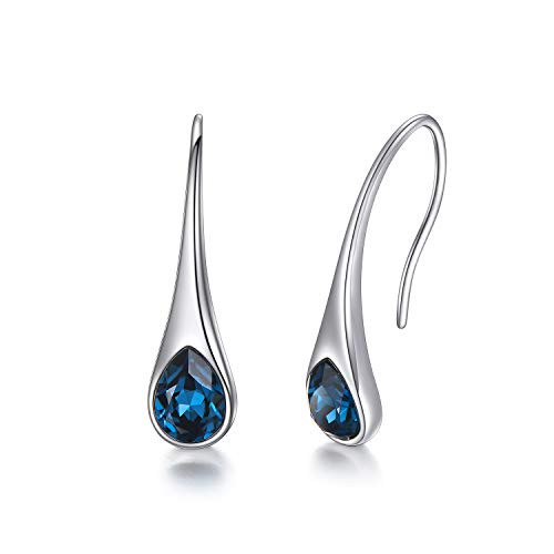 925 Sterling Silver Teardrop Earrings Hypoallergenic Dangle Drop Earrings for Women with Crystals from Swarovski London Blue 925 Sterling Silver Teardrop Earrings Hypoallergenic Dangle Drop Earrings for Women with Crystals from Swarovski London Blue