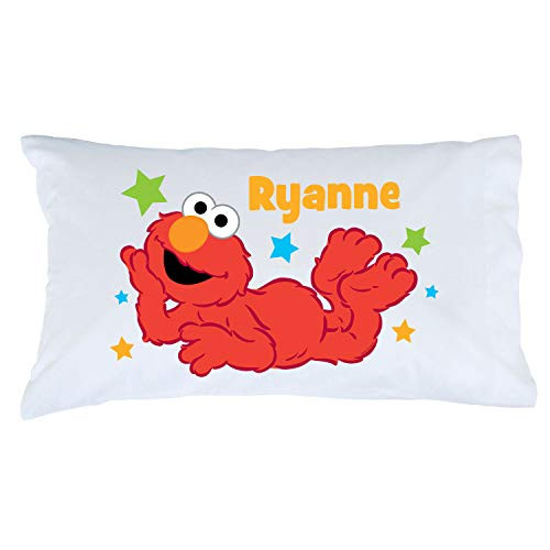 Personalized Sesame Street Pillowcase Big Star Elmo on White Cover Official Licensed Product 20x31 STD Queen