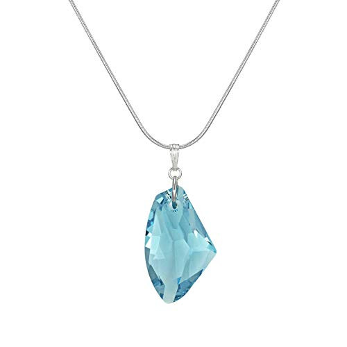 Large Aquamarine Blue Galactic Crystal Sterling Silver Snake Chain Necklace 18 inch Large Aquamarine Blue Galactic Crystal Sterling Silver Snake Chain Necklace 18 inch