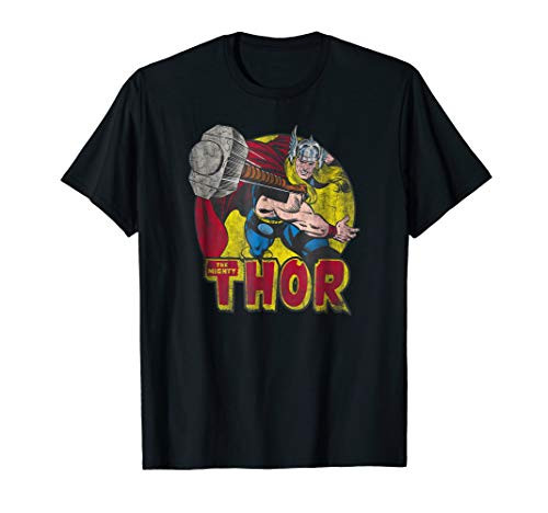 Marvel Mighty Thor Hammer Throw Vintage Graphic T-Shirt C1