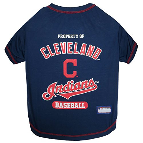 MLB Cleveland Indians Dog T-Shirt Medium. - Licensed Shirt for Pets Team Colored with Team Logos