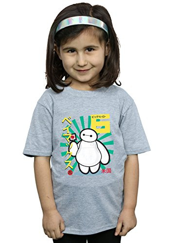 Disney Girls Big Hero 6 Baymax Lollypop T-Shirt Sport Grey 5-6 Years