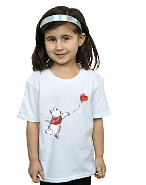 Disney Girls Winnie The Pooh Balloon T-Shirt White 5-6 Years Disney Girls Winnie The Pooh Balloon T-Shirt White 5-6 Years
