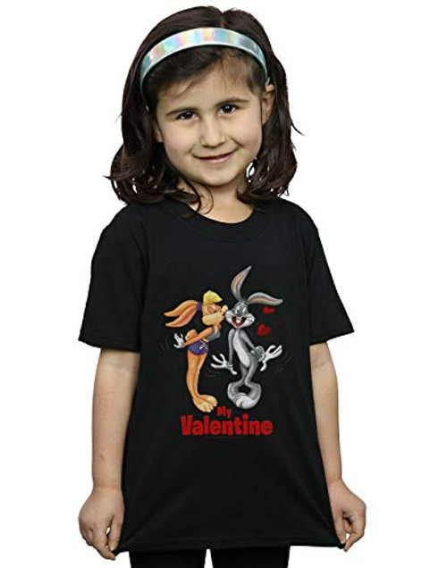 Looney Tunes Girls Bugs Bunny and Lola Valentine s Day T-Shirt Black 5-6 Years