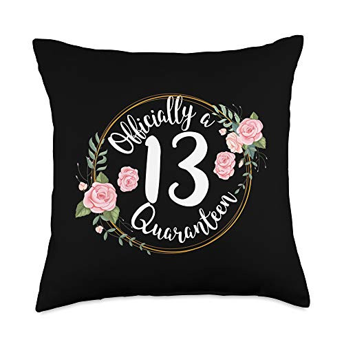 13th Birthday Teen Girls 13th birthday officially a quaranteen teenager 13 years old Throw Pillow 18x18 Multicolor