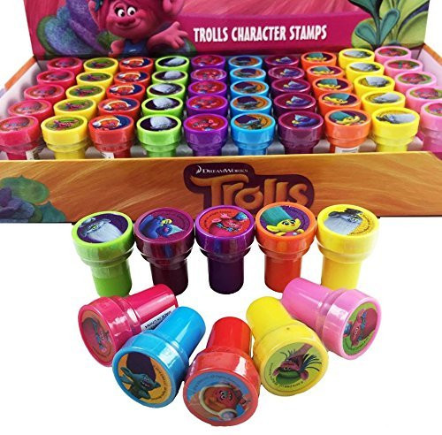 20 pcs Dreamworks Trolls Self-inking Stamps Stampers Pencil Topper Authentic Disney Licensed