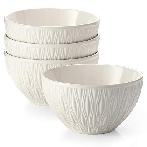 DOWAN 25 Ounce Cereal Bowls Ceramic Soup Bowls Porcelain Bowls for Kitchen White Bowls for Cereal Soup Rice Pasta Salad Oatmeal Dishwasher and Microwave Safe Set of 4 Off White DOWAN 25 Ounce Cereal Bowls Ceramic Soup Bowls Porcelain Bowls for Kitchen White Bowls for Cereal Soup Rice Pasta Salad Oatmeal Dishwasher and Microwave Safe Set of 4 Off White