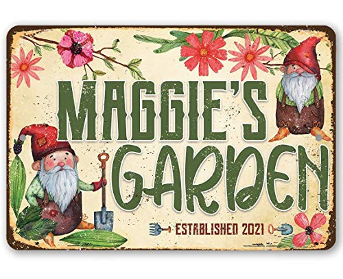 Personalized Garden Sign - Metal Sign - 8 inch x 12 inch or 12 inch x 18 inch Use Indoor Outdoor - Makes a Great Garden Decor Under  25