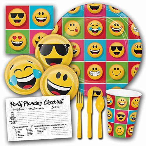 Honey Dew Gifts Emoji Smiley Face Theme Birthday Party Supplies Set - Serves 8 Guests