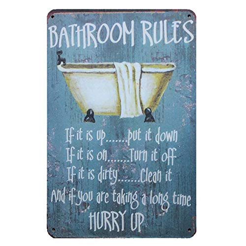 Bathroom Rules Rustic Bathroom Wall Decor Retro Vintage Metal Tin Sign Wall Decor Tin Sign 8x12 Inch