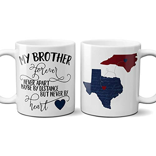 My Brother Forever Long Distance Coffee Mug Personalized State to State or Foreign Country Cup