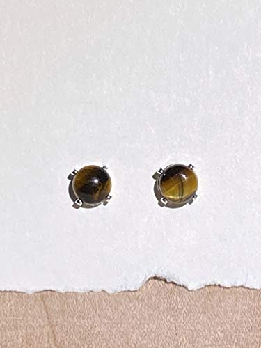 6mm Tiger Eye set in Sterling Silver Post Earrings