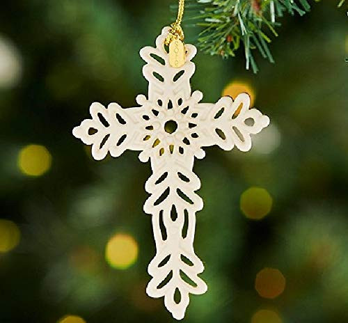 Lenox 2019 Snow Fantasies Porcelain Pierced Ivory Cross Ornament New in box