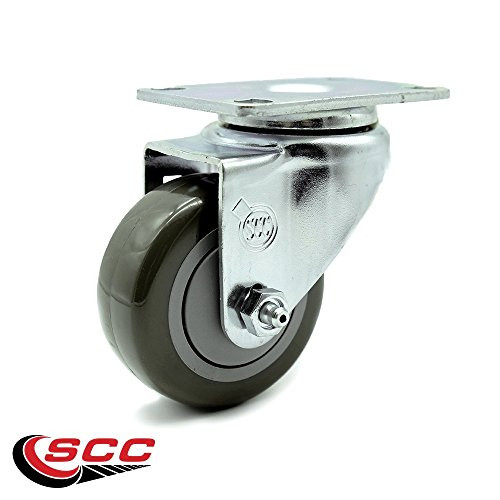Polyurethane Swivel Top Plate Swivel Caster w 3.5 inch x 1.25 inch Gray Wheel - 250 lbs Capacity Caster - Service Caster Brand