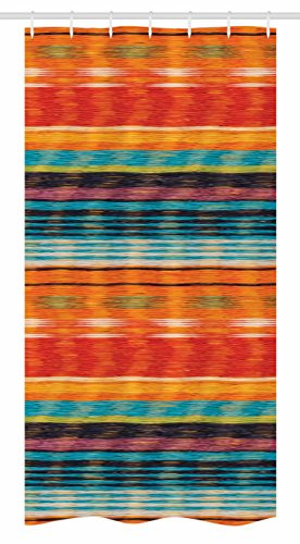 Ambesonne Mexican Stall Shower Curtain Abstract Vibrant Vintage Aztec Motif Gradient Blurred Lines Ecuador Crafts Image Fabric Bathroom Decor Set with Hooks 36 inch X 72 inch Orange
