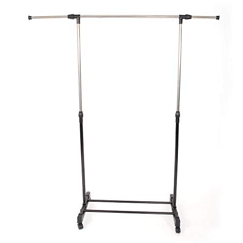 Simply-Me Clothes Garment Rack Rolling Portable Hanging RackAdjustable Extendable Hanger Rail Stand Clothing Rack Shelf with Lockable WheelBlack  and  Silver