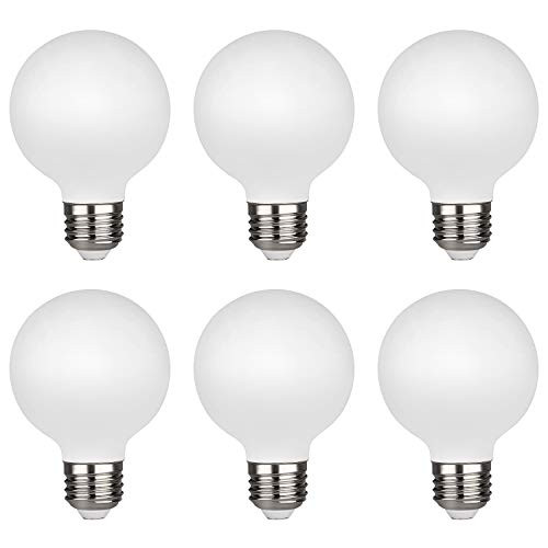 KGC LED Edison Globe Light Bulb Warm White 2700K CRI 95 LED Filament Light Bulb 4.5W Equivalent to 40W G80 Dimmable 450LM E26 Base Bathroom Vanity Mirror LightFrosted Glass  G80-2700K-6Pack