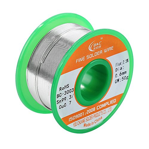 WYCTIN Lead Free Solder Wire Sn99.3-Cu0.7 0.6mm with Rosin Core for Electrical Soldering and DIYs WYCTIN Lead Free Solder Wire Sn99.3-Cu0.7 0.6mm with Rosin Core for Electrical Soldering and DIYs