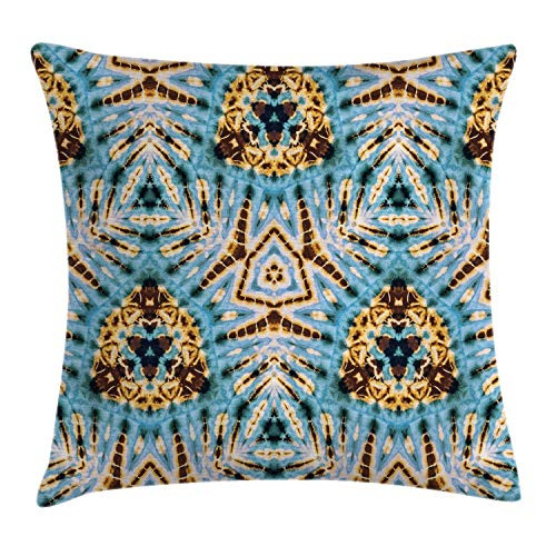 Ambesonne Tribal Throw Pillow Cushion Cover Tribal Trippy Shapes with The Dirt Grungy Paint Reflections Artisan Print Decorative Square Accent Pillow Case 20 inch X 20 inch Blue Yellow